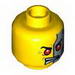 Minifig Head Angry Red Eyes Half Nindroid Face Armour [Hollow Stud]