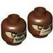 Minifig Head Dual Sided Alien Chima Lion with Orange Eyes, Tan Face and Brown Nose, Closed Mouth / Open Mouth Print (Lavertus) [Hollow Stud]