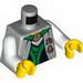 Torso Ninjago Robe with Green Sash, Asian Characters and Gold Snake Emblem Print / White Arms / Yellow Hands