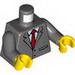 Torso Suit Jacket Buttoned with Red Tie Print / Dark Bluish Gray Arms / Yellow Hands