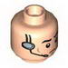 Minifig Head Black Eyebrows, Cheek Lines and Headset Print [Hollow Stud]