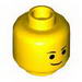 Minifig Head Dual Sided Black Eyebrows, Lopsided Smile / Open Mouth Scared Print (Emmet) [Hollow Stud]