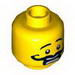 Minifig Head Moustache Curly Long Thick, Open Mouth, Scared Print [Hollow Stud]