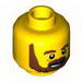 Minifig Head Beard Brown, Bushy Eyebrows, Lines under Eyes, Open Mouth Print [Hollow Stud]