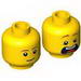 Minifig Head Dual Sided Brown Eyebrows, White Pupils, Slight Smile and Cleft Chin / Open Mouth Scared Printed (McScrubs) [Hollow Stud]