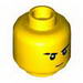 Minifig Head Male Stern Eyebrows (one Scarred), White Pupils, Brown Chin Dimple Print [Hollow Stud]