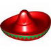 Minifig Hat, Mexican Sombrero with Green Print around Brim