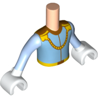 Torso Friends Bright Light Blue Top with Gold Necklace Print, Light Flesh Arms with Hands with Bright Light Blue Sleeves and White Gloves Print