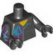 Minifig Torso Female Outline, Zipper, Purple and Blue Markings Print / Black Arm Left / Black Arm with Purple and Blue Markings Right / Black Hands