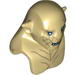 Minifig Head Modified Azog with Dark Tan Markings on Face and Chest, Light Blue Eyes Print