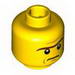 Minifigure Head Dual Sided with Unibrow, White Pupils and Age Lines Neutral / Angry Print [Hollow Stud]