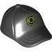 Minifig Cap, Short Curved Bill with Seams and Button on Top and Yellow Badge with Minifig Head Print