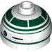 Brick Round 2 x 2 Dome Top with Dark Green Droid Print