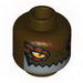 Minifig Head Dual Sided Chima Crocodile with Silver Lower Jaw, Wide Eyes / Narrow Eyes Print [Hollow Stud]