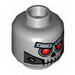 Minifig Head Alien Skull with Red Eyes, Metal Eyebrows with Rivets and Metal Jaw with Screws Print [Hollow Stud]