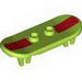 Minifig Skateboard with Trolley Wheel Holders with Dark Red Stripe Print