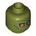 Minifig Head Neimoidian Warrior Face with Green Wrinkles Print [Hollow Stud]