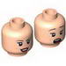 Minifig Head Dual Sided Female Black Eyebrows, Eyelashes, Red Lips, Dimples, Smiling / Scared Print (Mary Jane 5) [Hollow Stud]