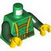 Torso Muscles Outline with Yellow Harness Straps and Utility Belt Print / Dark Green Arms / Yellow Hands