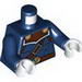 Torso Muscles Outline with Reddish Brown Belts with Gold Buckles Print / Dark Blue Arms / White Hands