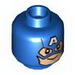 Minifig Head Male Mask with Eyeholes and Letter A on Forehead, Smiling Print (Captain America) [Hollow Stud]
