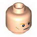 Minifig Head Dual Sided Orange Eyebrows, Cheek Lines, Closed Mouth / Open Mouth with Teeth Print [Hollow Stud]