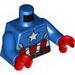 Torso Muscles Outline with White Star, Red and White Stripes and Brown Utility Belt Print / Blue Arms / Red Hands