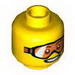 Minifig Head Glasses with Orange Goggles and Open Smile Print [Hollow Stud] 