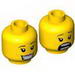 Minifig Head Dual Sided Female Brown Eyebrows, Eyelashes, Freckles, Peach Lips, Smile with Teeth / Scared Open Mouth Print [Hollow Stud]