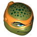 Minifig Head Modified Ninja Turtle Type 2 with Orange Mask and Dark Green Spots Print (Michelangelo)