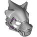 Minifig Mask Tiger with White Fangs, Fur, Purple Sinew Patches and Stitches Print