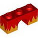 Brick Arch 1 x 3 with Bright Light Orange Flames Print (Angry Kitty)
