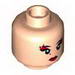 Minifig Head Dual Sided Female Red Lips and Eyeshadow, Beauty Mark, Mouth Closed / Bared Teeth Print (Karai) [Hollow Stud]
