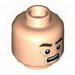 Minifig Head Male Brown Thick Eyebrows, Lines under Eyes, Cheek Lines and Open Mouth with Teeth Print (Victor) [Hollow Stud]