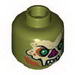 Minifig Head Alien Bat with Fangs, Green Eyes and Magenta Nose Print [Hollow Stud]