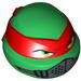 Minifig Head Modified Ninja Turtle with Red Mask and Mouth Muffle Print (Raphael)