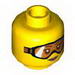 Minifig Head Glasses with Green Goggles and Brown Stubble Print [Hollow Stud] 