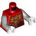 Torso Vest with Dark Red and Gold Armor with Scales and Fire Chi Emblem Print / Light Bluish Gray Arms / White Hands