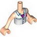 Torso Friends Lavender Blouse Top with Red Cross Logo, White Collar and Magenta Scarf Print, Light Flesh Arms with Hands
