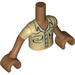 Torso Friends Tan Shirt with 2 Breast Pockets Print, Medium Dark Flesh Arms with Hands with Tan Short Sleeves
