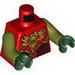 Torso Vest with Dark Red and Gold Armor with Scales and Fire Chi Emblem Print / Olive Green Arms / Dark Green Hands