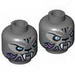 Minifig Head Dual Sided Alien Chima Tiger with Fangs, Stripes and Light Blue Eyes, Neutral / Angry Print (Stealthor) [Hollow Stud]