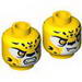 Minifig Head Dual Sided Alien Chima Leopard with Orange Eyes, Fangs and Black Spots, Neutral / Angry Print (Lundor) [Hollow Stud]