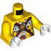 Torso Black Leopard Spots, Dark Red Straps and Fire Chi Emblem Print / Yellow Arms / White Hands 