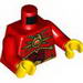 Torso Dark Red and Gold Armor and Fire Chi Pendant with Chain Print / Red Arms / Yellow Hands