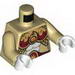 Torso Female with Dark Red and Gold Armor with Scales and Fire Chi Emblem Print / Tan Arms / White Hands