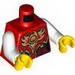Torso Vest with Dark Red and Gold Armor with Scales and Fire Chi Emblem Print / White Arms / Yellow Hands