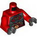 Torso Ninjago Female Samurai Armor with Gold Buckles and Flames Print / Red Arms / Black Hands