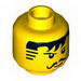 Minifig Head Moustache Black Bangs, Striped Sideburns Print [Hollow Stud]