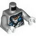 Torso Tiger Fur with Chains, Spiked Collar, Padlock and Blue Round Jewel (Chi) Print / Light Bluish Gray Arms / White Hands